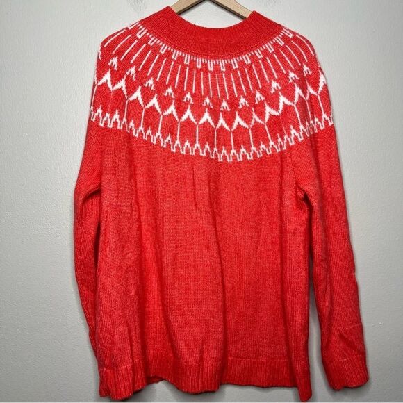 Talbots Sweaters - Talbots Women Sweater XL‎ Petite Red Fair Isle Mock Neck Cozy Stretch Cabincore